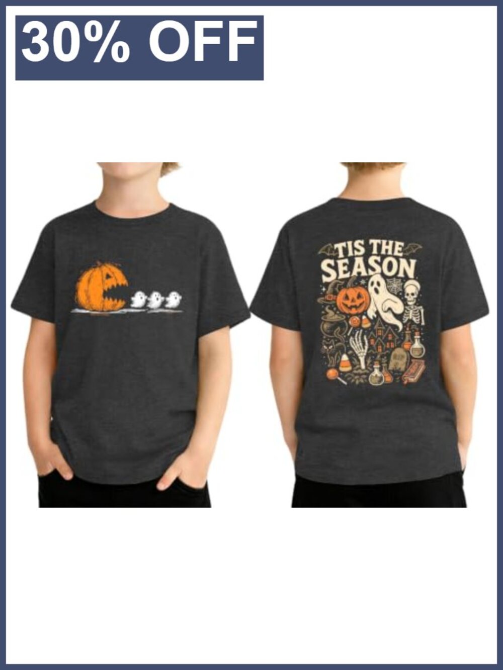 Kids Halloween Spooky Season Ghost Graphic Tee Short Sleeve